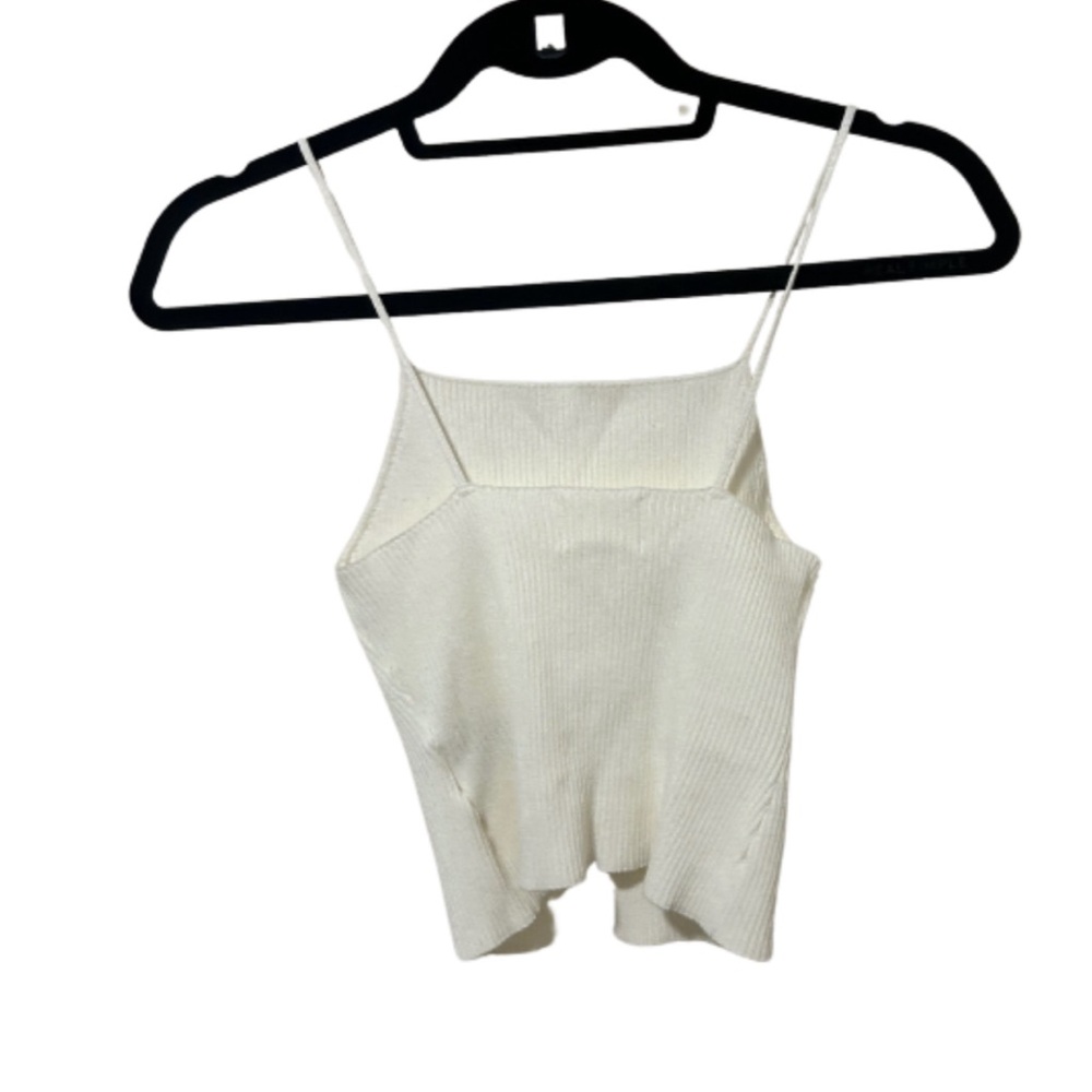 H&M Dainty Ribbed Knit Crop Tank | Cream | Size XS - Picture 2 of 3